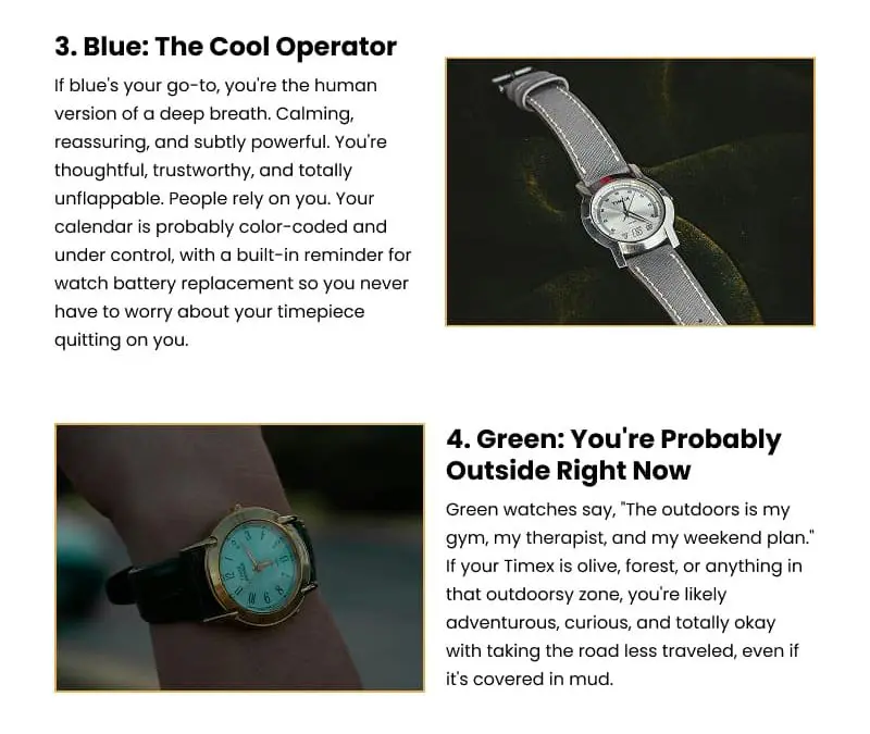 6 Timex Colors That Reflect Your Character