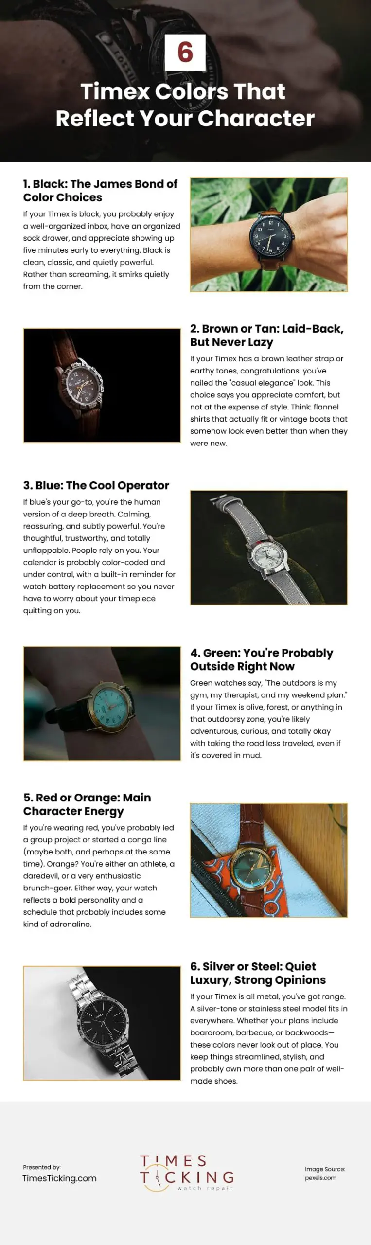 6 Timex Colors That Reflect Your Character 6 Timex Colors That Reflect Your Character Infographic