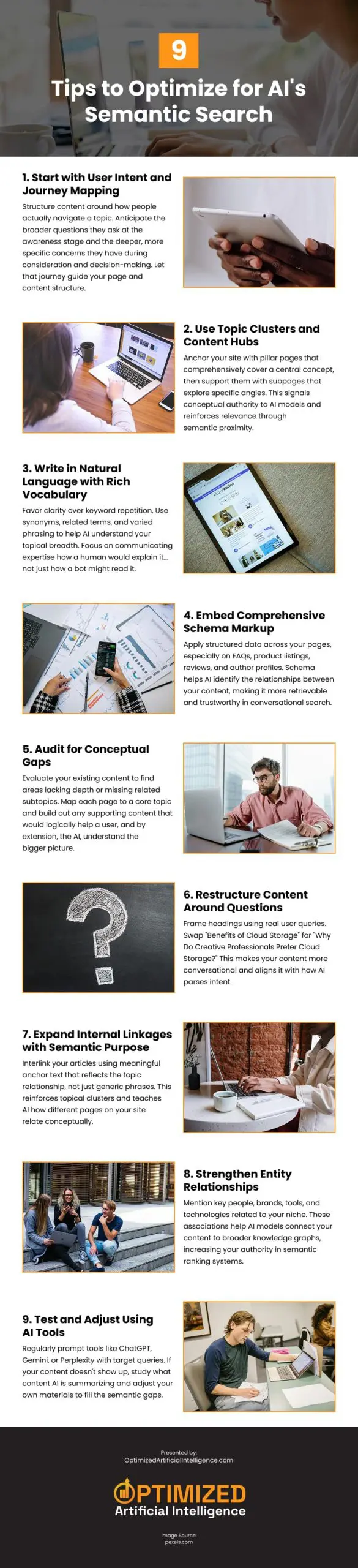 9 Tips to Optimize for AI's Semantic Search Infographic