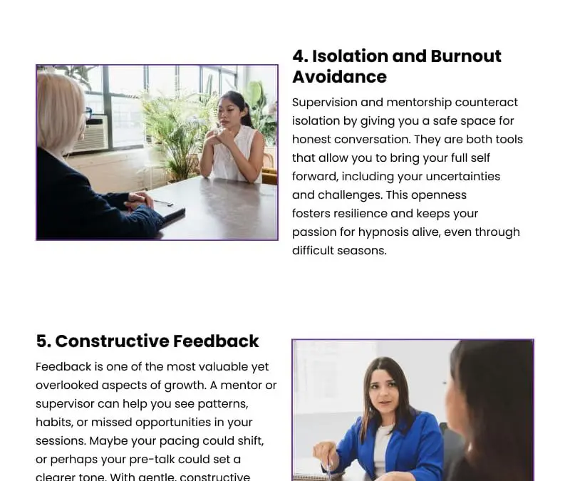 8 Benefits of Supervision and Mentorship for Hypnotists