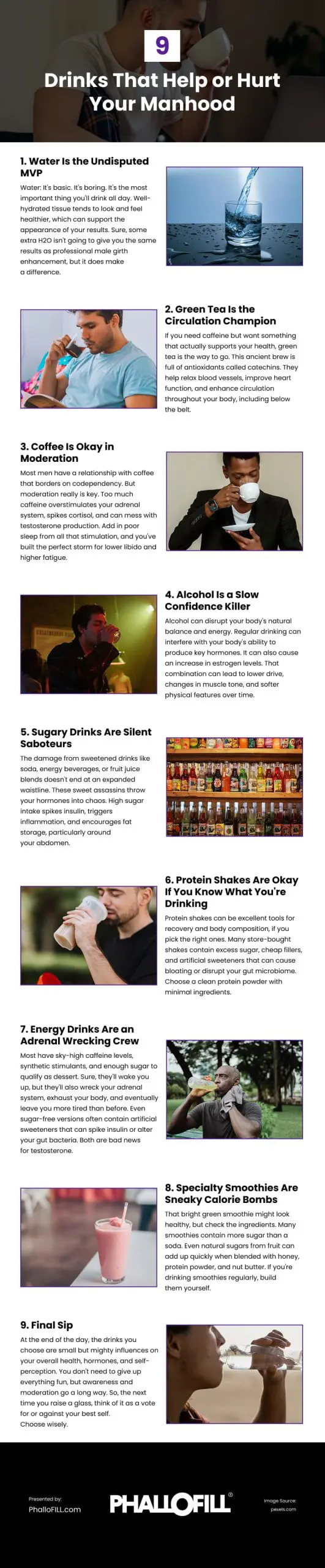 9 Drinks That Help or Hurt Your Manhood 9 Drinks That Help or Hurt Your Manhood Infographic