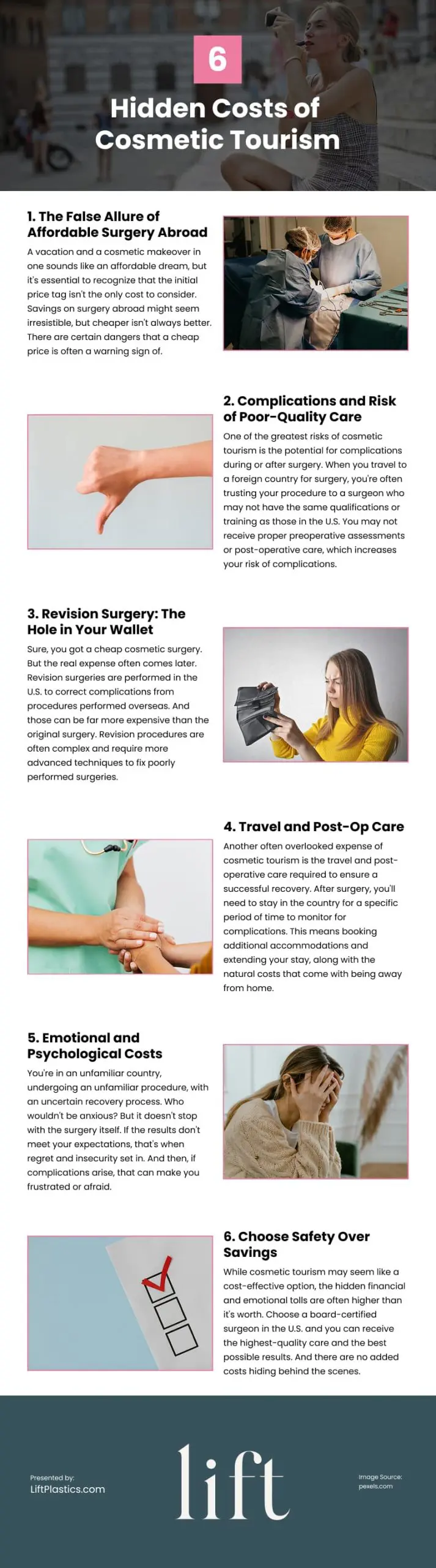 6 Hidden Costs of Cosmetic Tourism Infographic