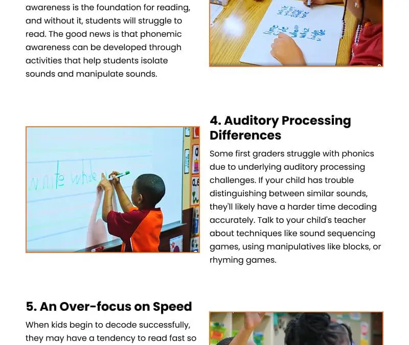 7 Phonics Learning Hurdles for First Graders