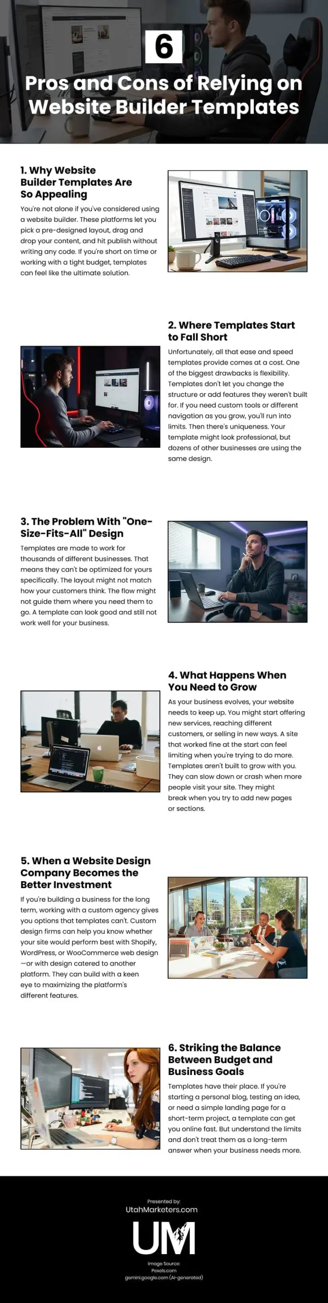 6 Pros and Cons of Relying on Website Builder Templates Infographic