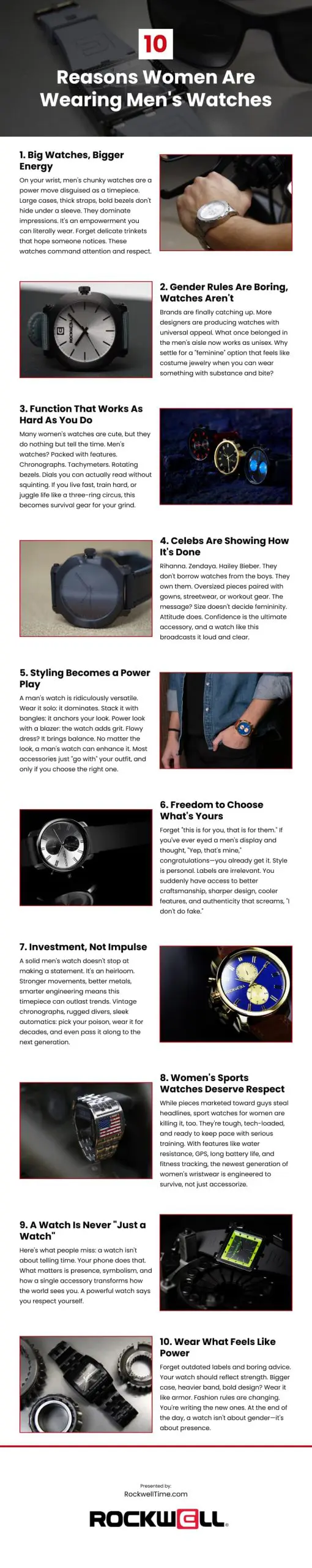 10 Reasons Women Are Wearing Men's Watches Infographic 10 Reasons Women Are Wearing Men's Watches Infographic