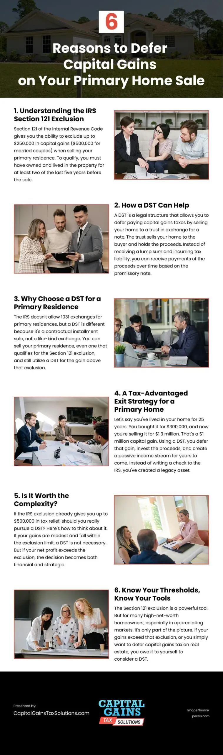 6 Reasons to Defer Capital Gains on Your Primary Home Sale Infographic