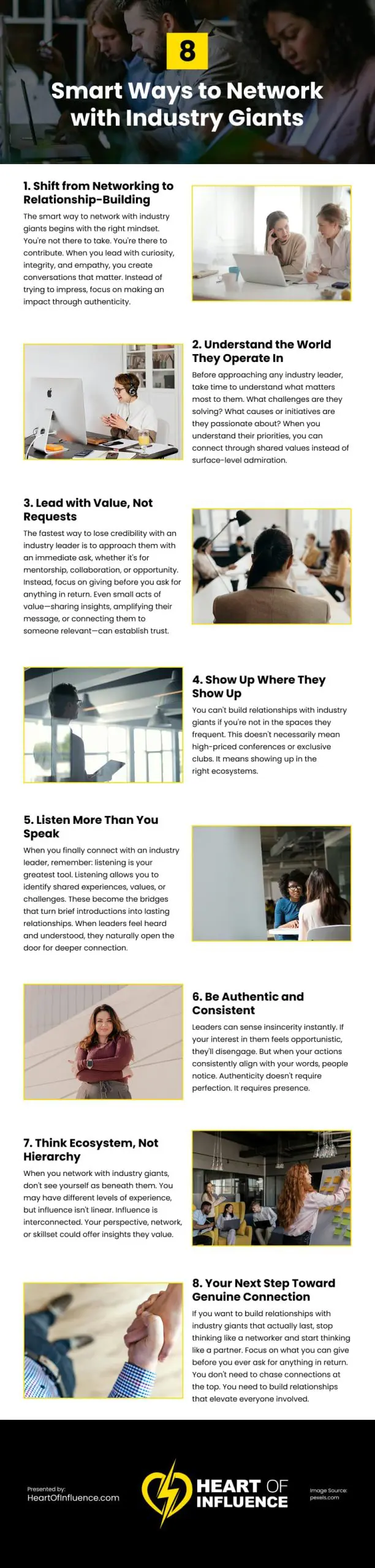 8 Smart Ways to Network with Industry Giants Infographic