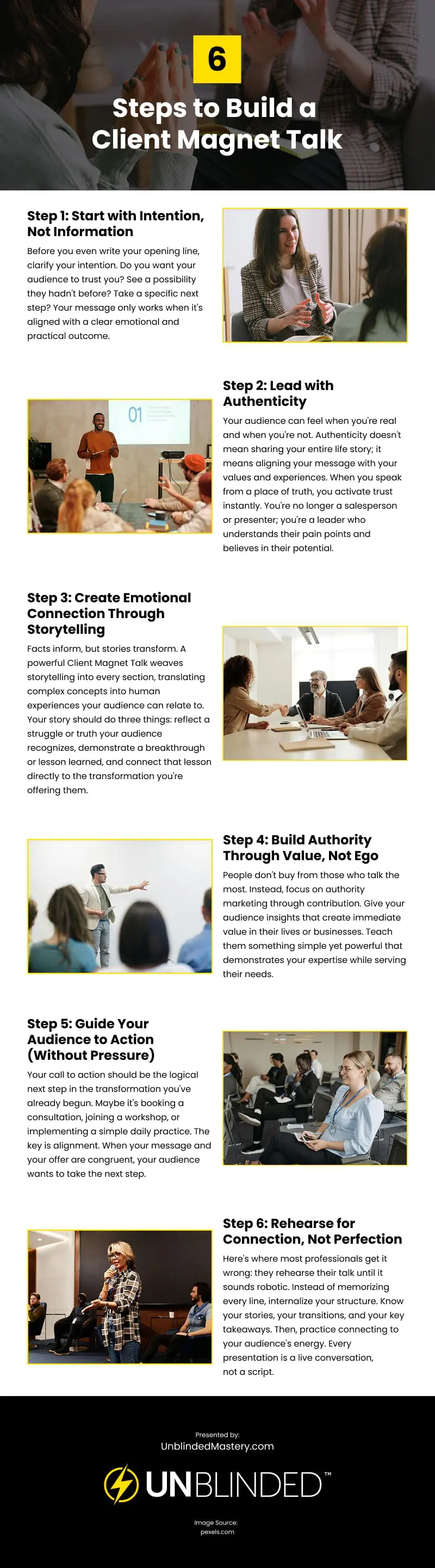 6 Steps to Build a Client Magnet Talk Infographic 6 Steps to Build a Client Magnet Talk Infographic