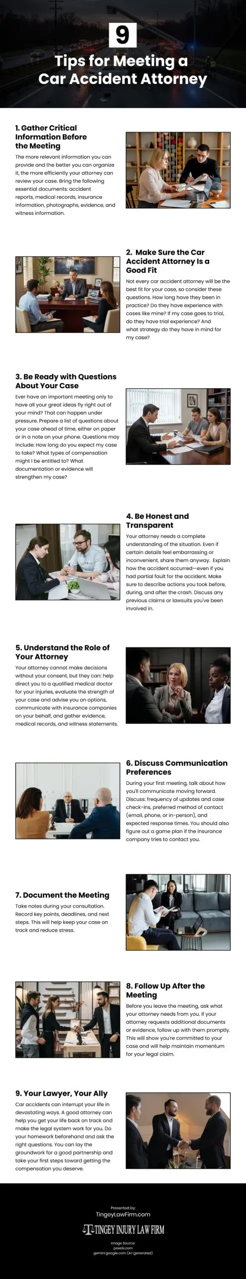 9 Tips for Meeting a Car Accident Attorney Infographic