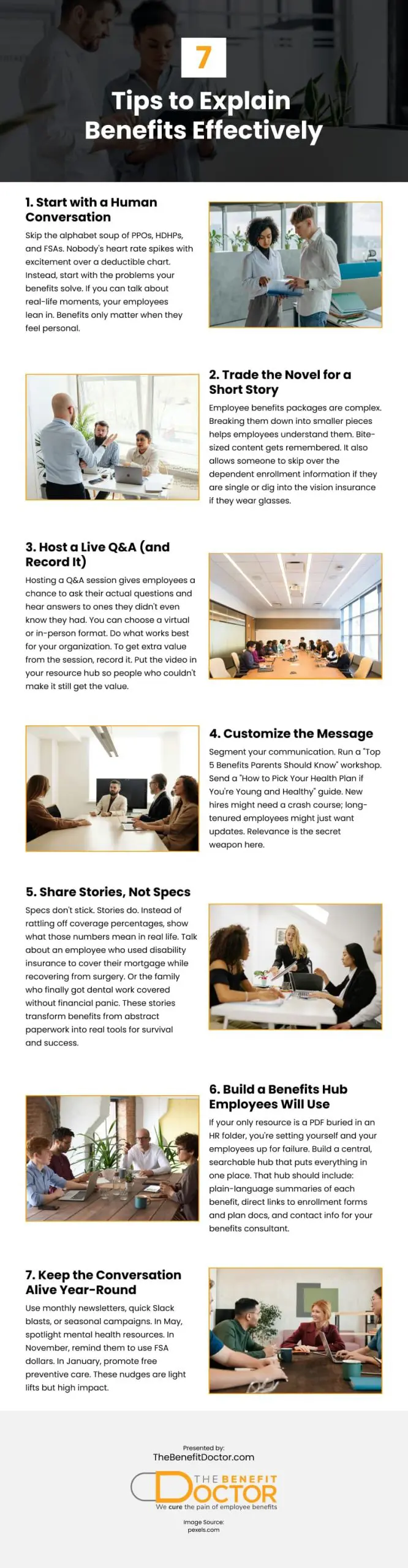 7 Tips to Explain Benefits Effectively Infographic