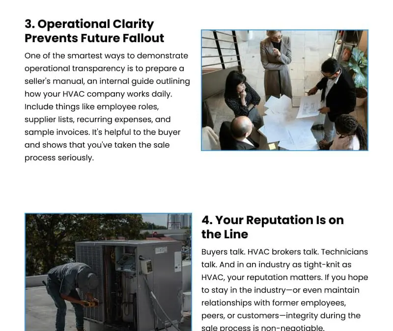 6 Transparency Tips for Selling Your HVAC Business