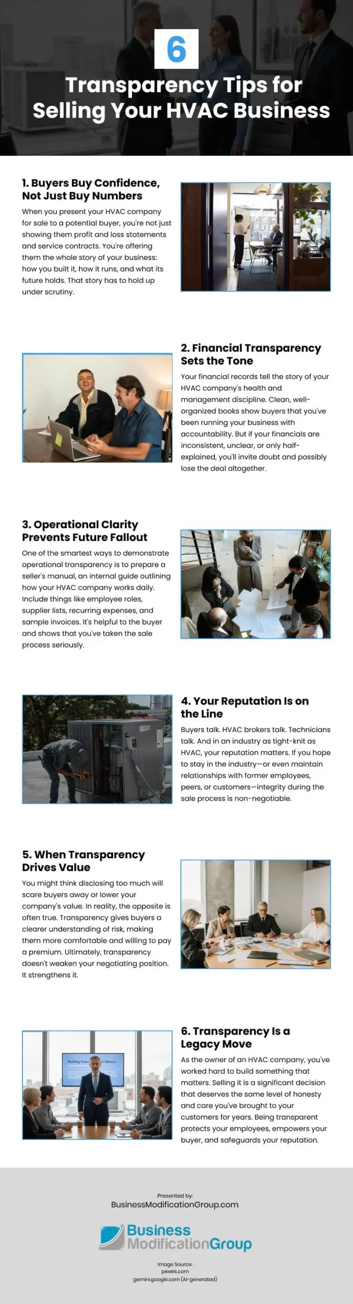 6 Transparency Tips for Selling Your HVAC Business Infographic