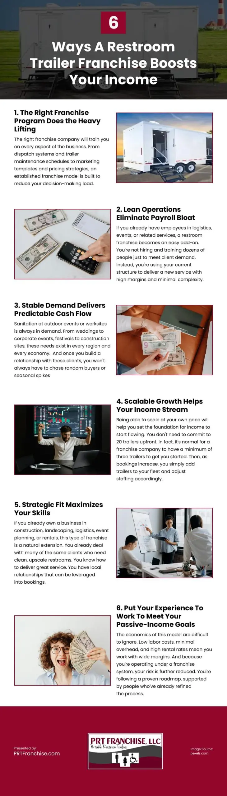 6 Ways A Restroom Trailer Franchise Boosts Your Income Infographic