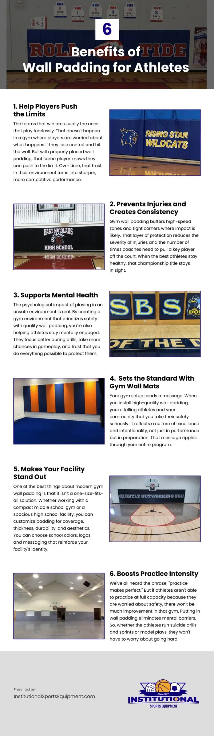 6 Benefits of Wall Padding for Athletes Infographic
