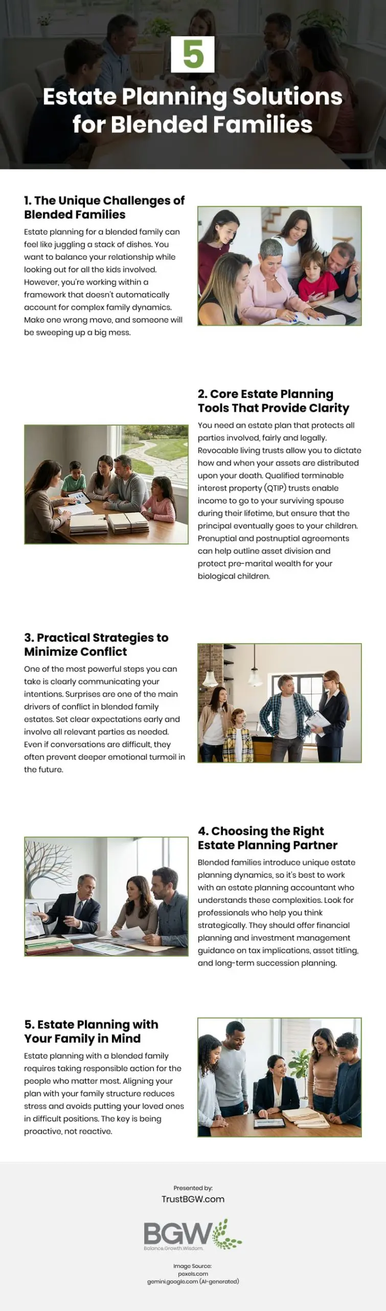 5 Estate Planning Solutions for Blended Families Infographic