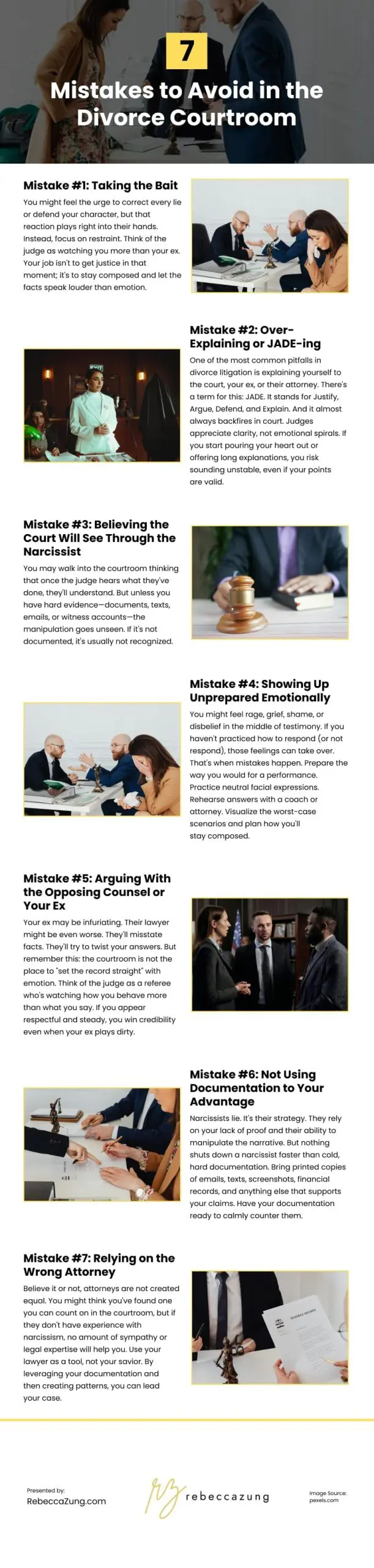 7 Mistakes to Avoid in the Divorce Courtroom Infographic