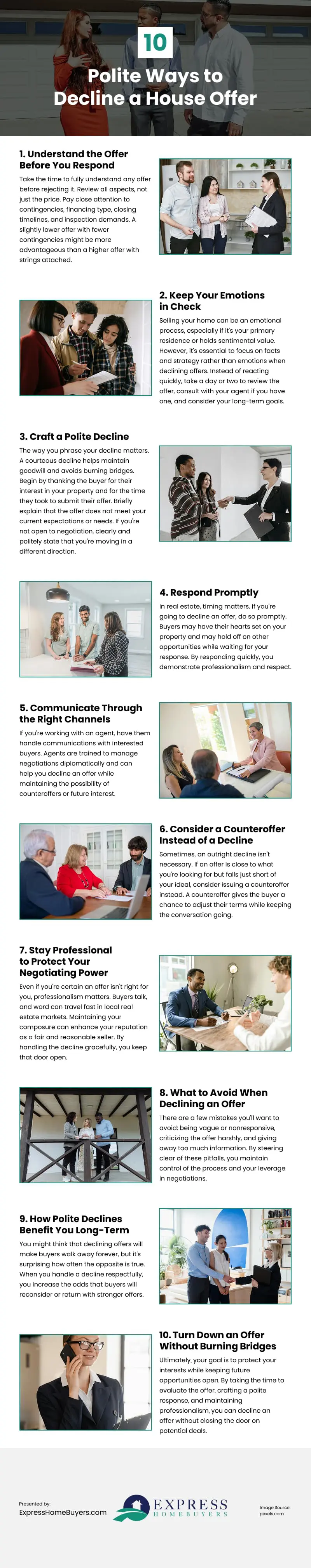 10 Polite Ways to Decline a House Offer Infographic 10 Polite Ways to Decline a House Offer Infographic