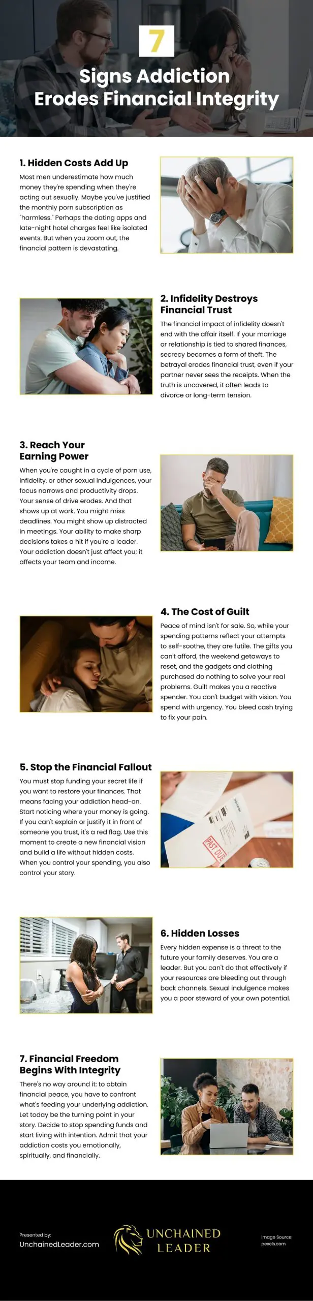 7 Signs Addiction Erodes Financial Integrity Infographic