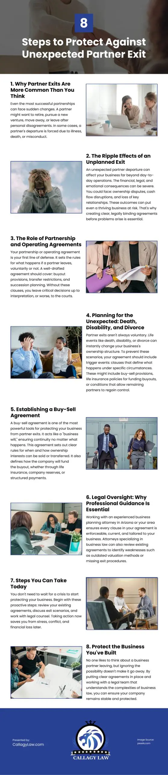 8 Steps to Protect Against Unexpected Partner Exit Infographic