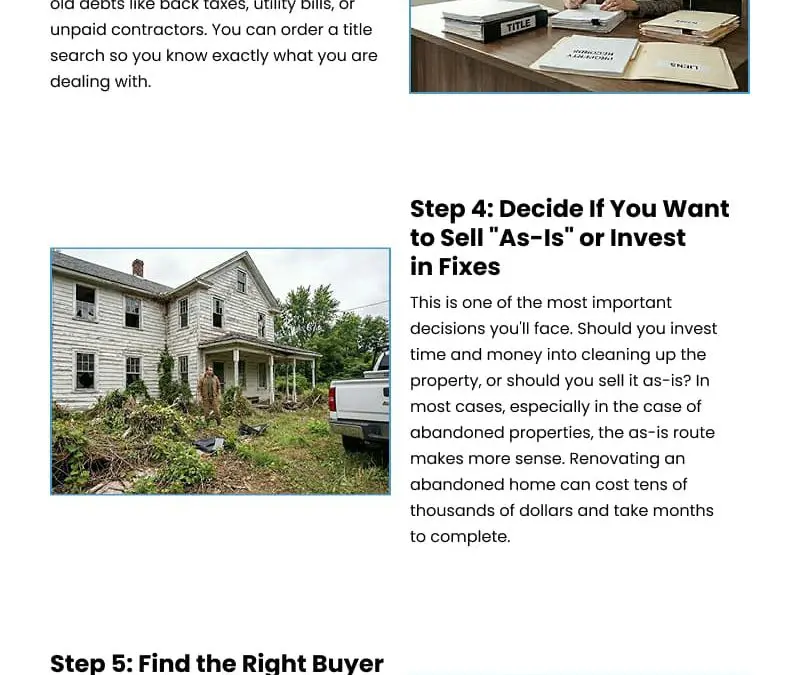 7 Steps to Turn an Abandoned Property Into Cash