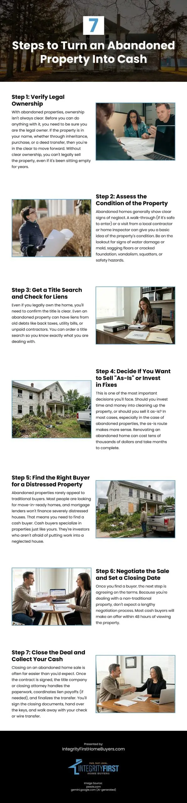 7 Steps to Turn an Abandoned Property Into Cash Infographic
