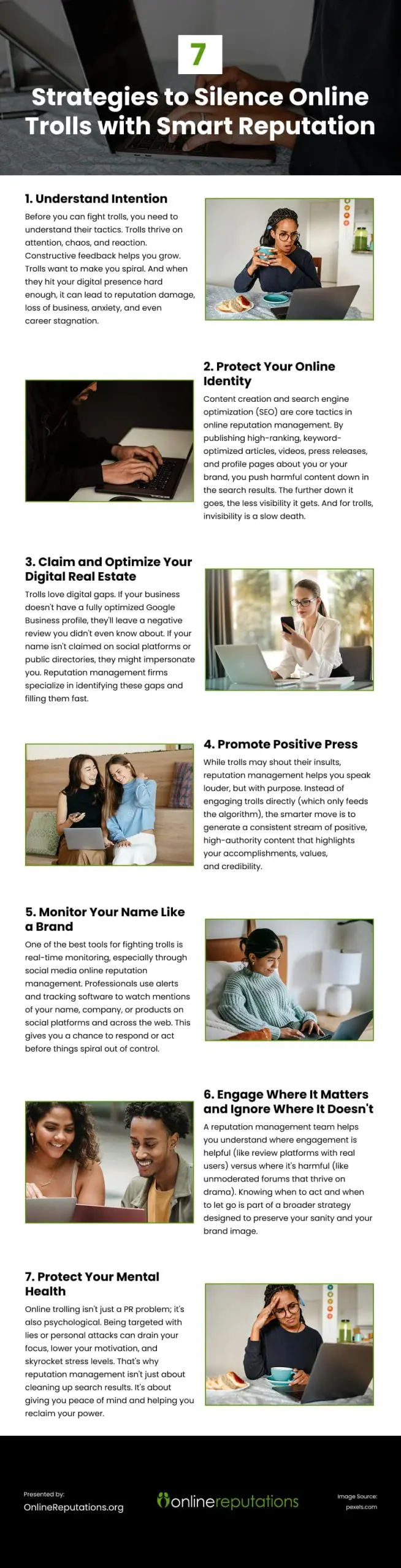 7 Strategies to Silence Online Trolls with Smart Reputation Infographic