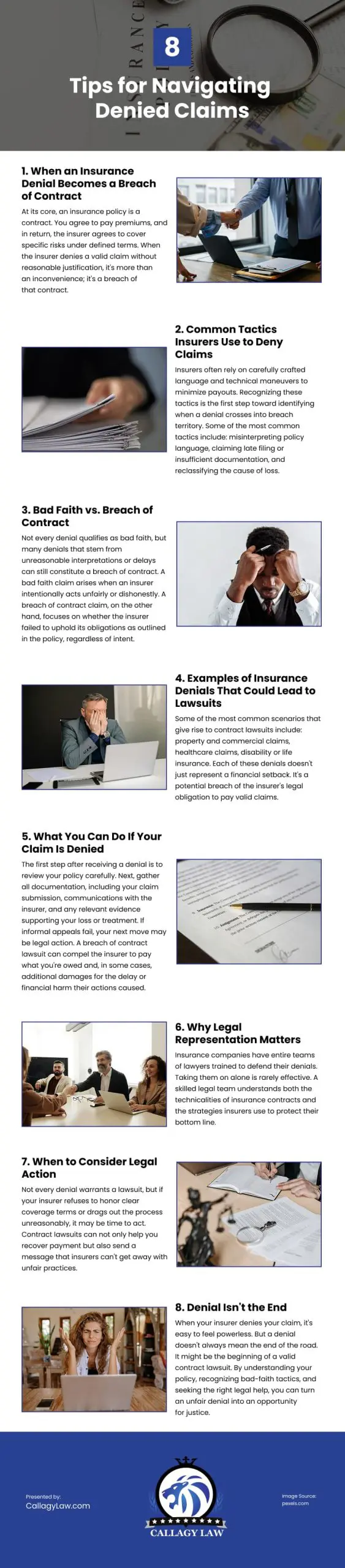 8 Tips for Navigating Denied Claims Infographic
