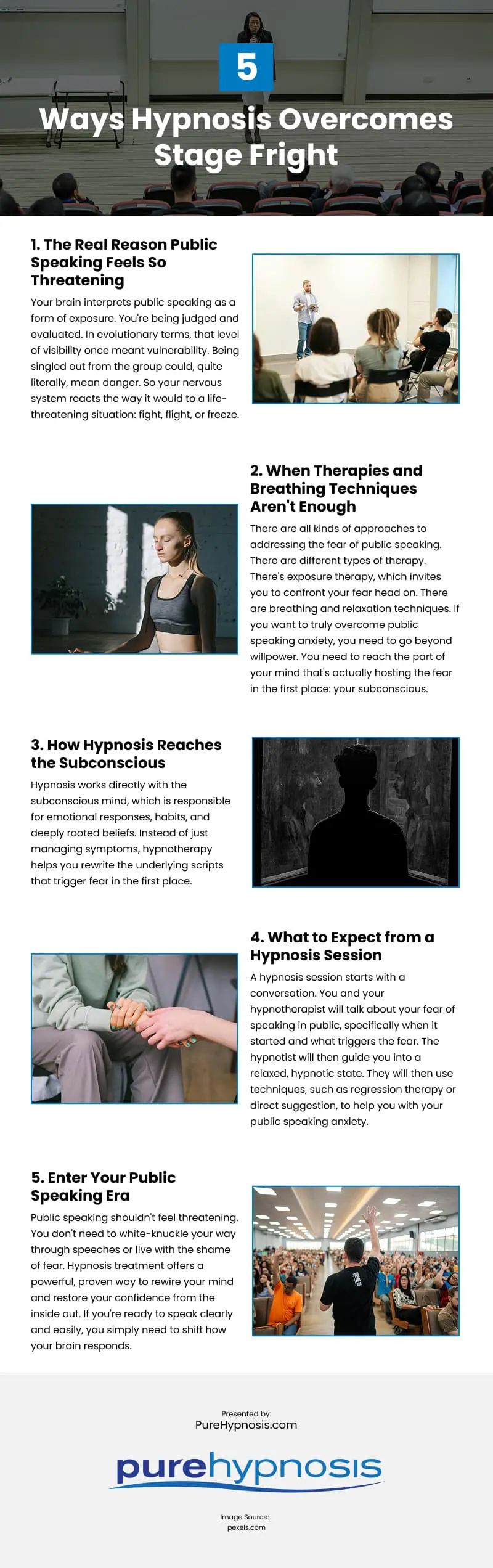 5 Ways Hypnosis Overcomes Stage Fright Infographic 5 Ways Hypnosis Overcomes Stage Fright Infographic