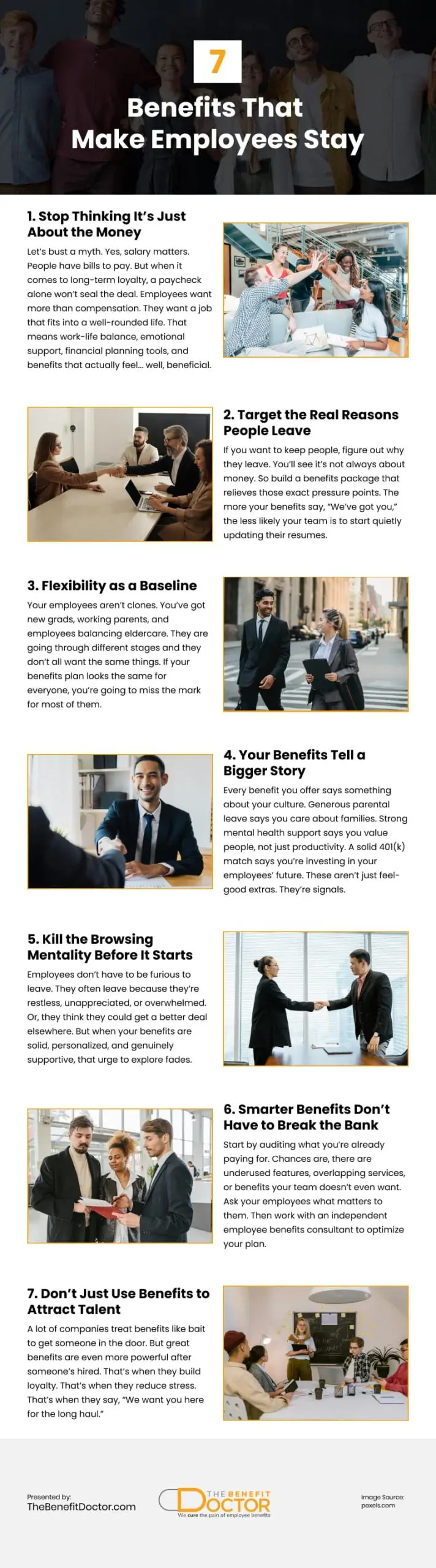 7 Benefits That Make Employees Stay Infographic