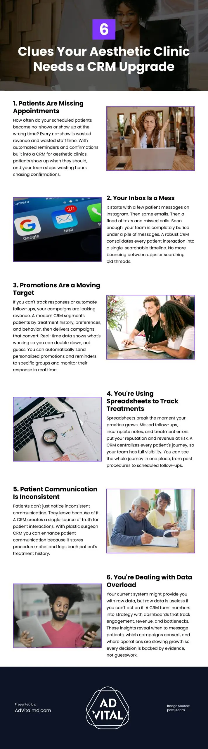 6 Clues Your Aesthetic Clinic Needs a CRM Upgrade Infographic