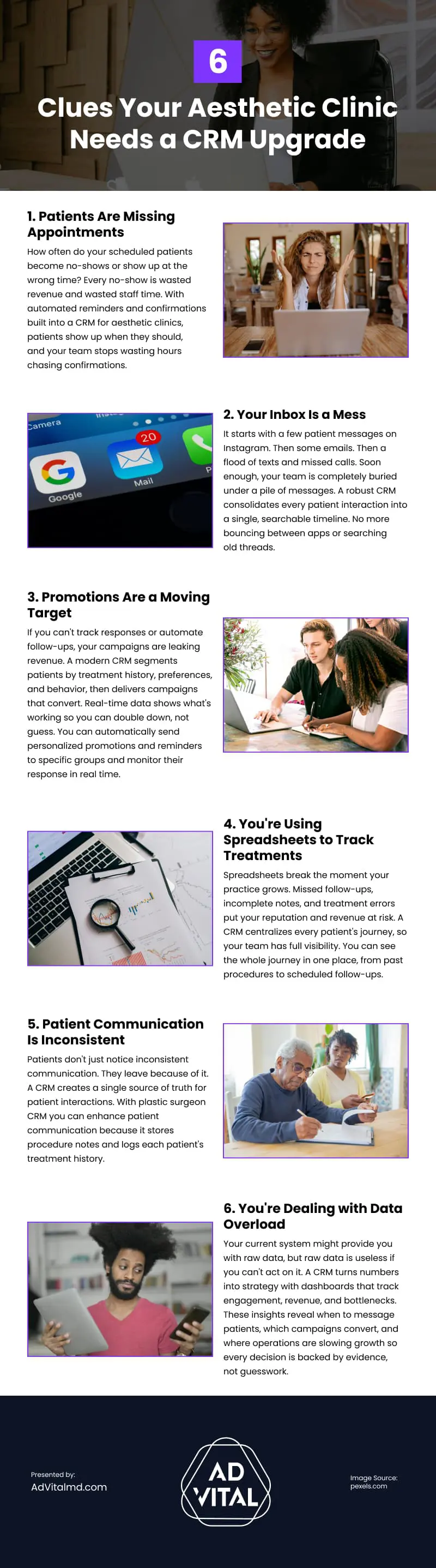 6 Clues Your Aesthetic Clinic Needs a CRM Upgrade Infographic 6 Clues Your Aesthetic Clinic Needs a CRM Upgrade Infographic