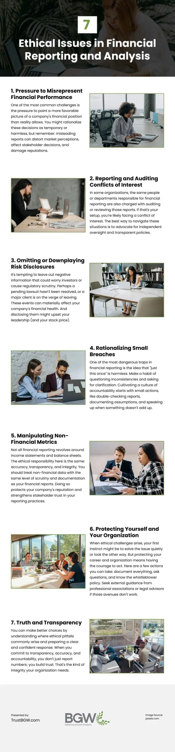 7 Ethical Issues in Financial Reporting and Analysis Infographic