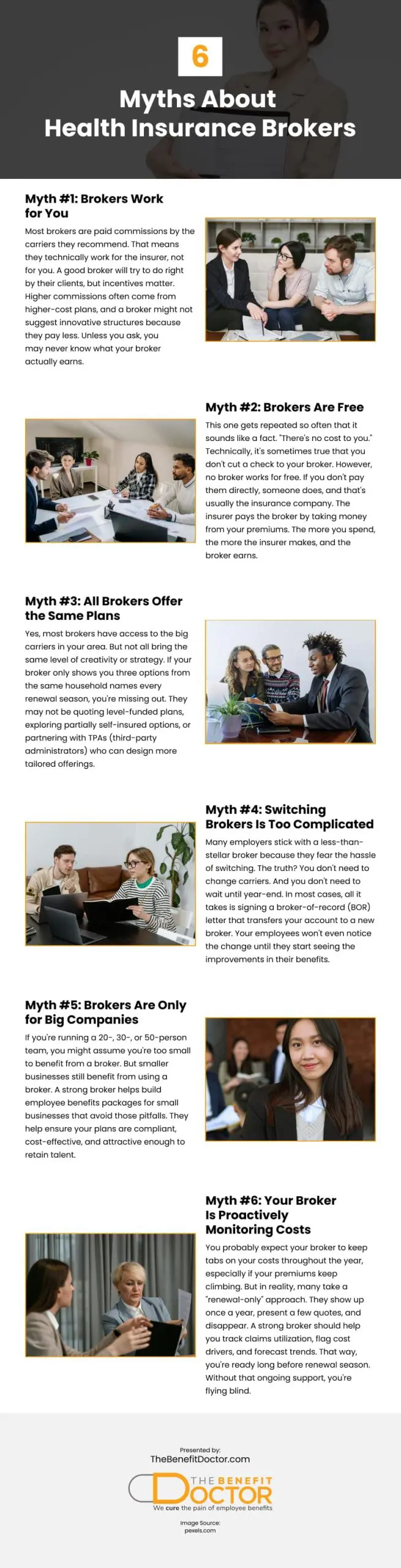 6 Myths About Health Insurance Brokers Infographic