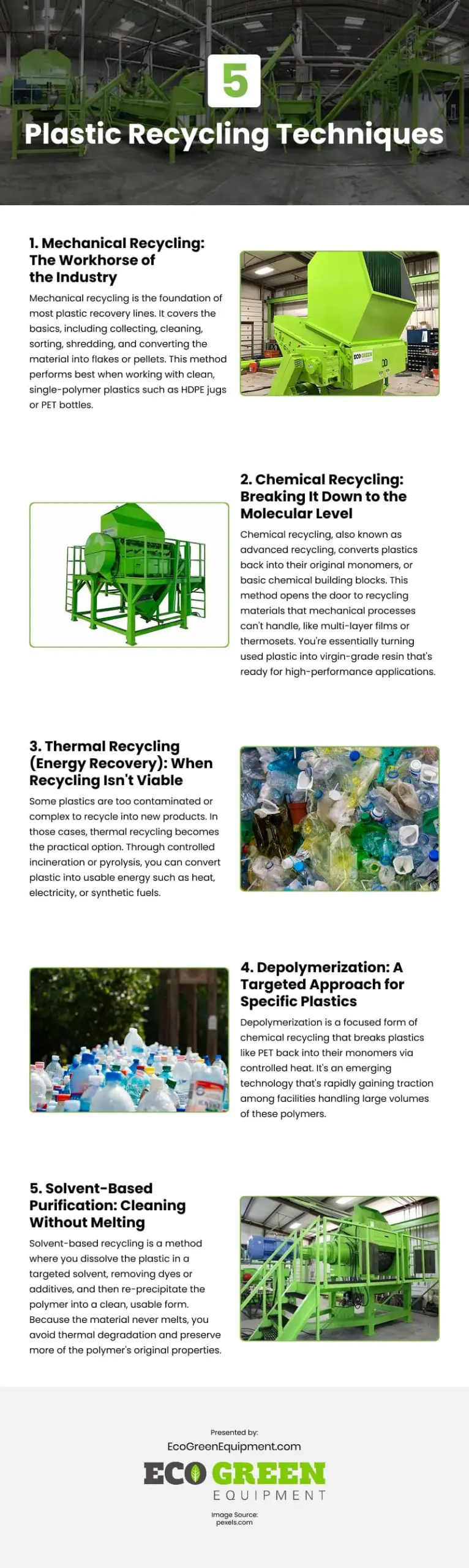 5 Plastic Recycling Techniques Infographic