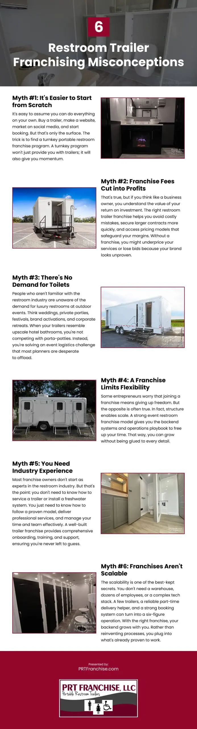 6 Restroom Trailer Franchising Misconceptions Infographic