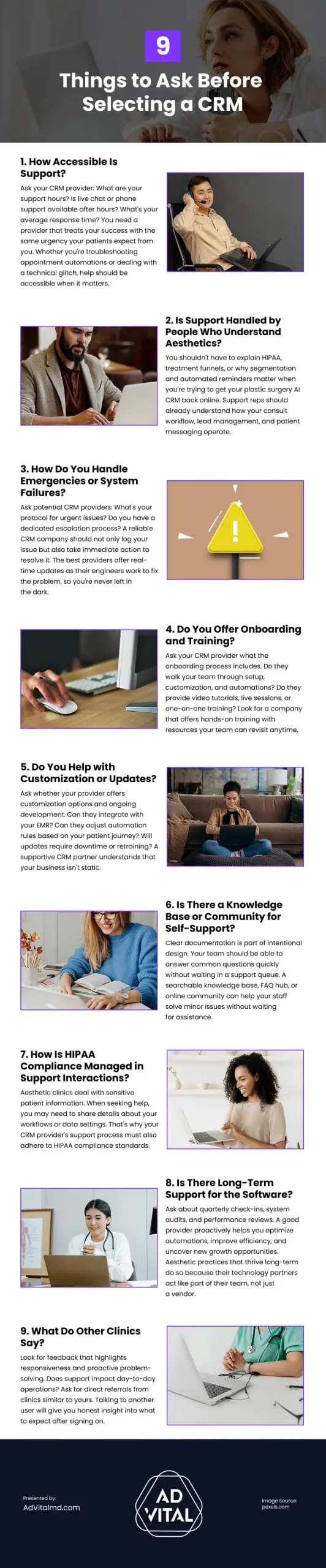 9 Things to Ask Before Selecting a CRM Infographic