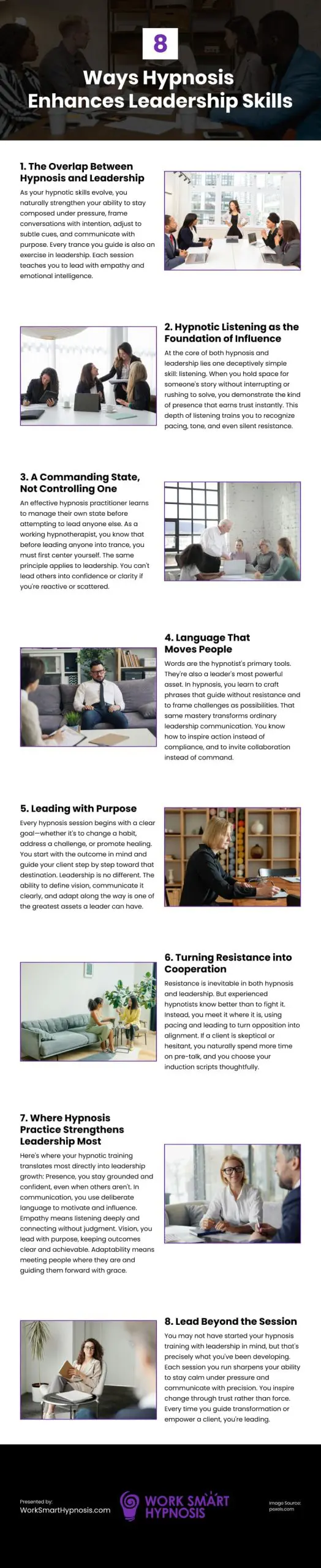8 Ways Hypnosis Enhances Leadership Skills Infographic