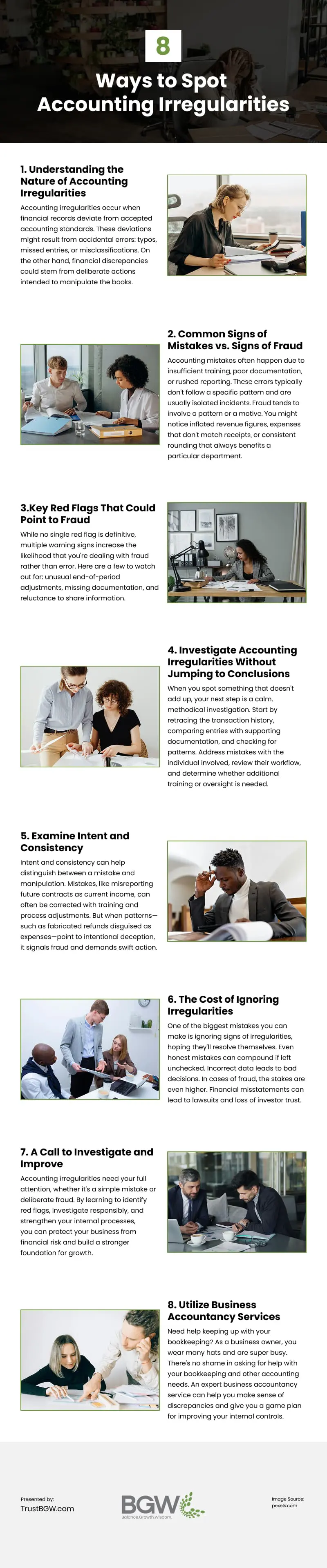 8 Ways to Spot Accounting Irregularities Infographic 8 Ways to Spot Accounting Irregularities Infographic