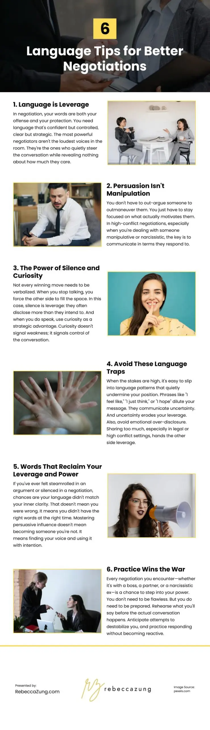 6 Language Tips for Better Negotiations 6 Language Tips for Better Negotiations Infographic