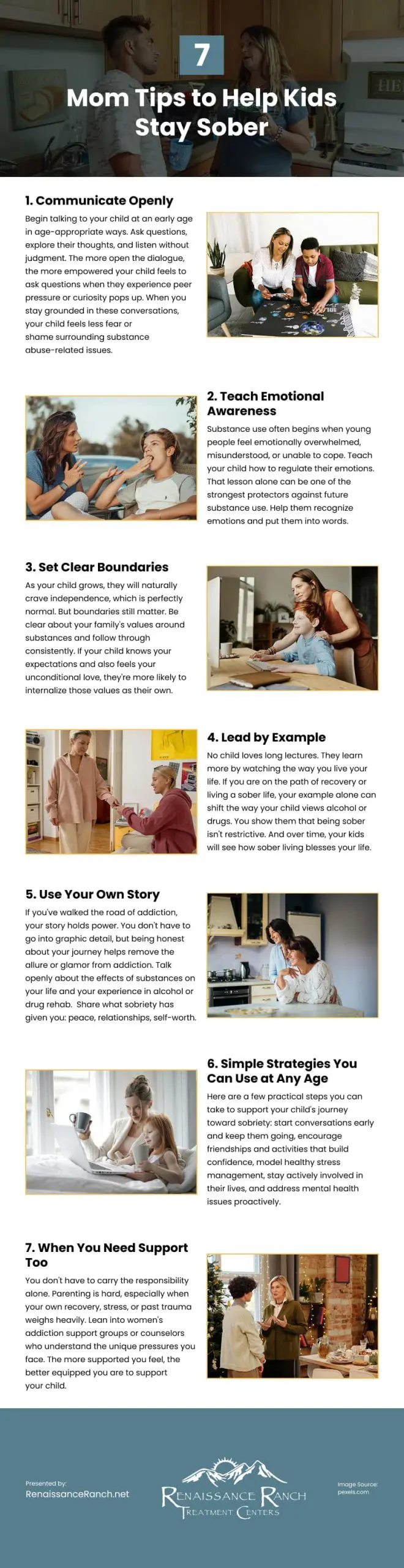 7 Mom Tips to Help Kids Stay Sober Infographic