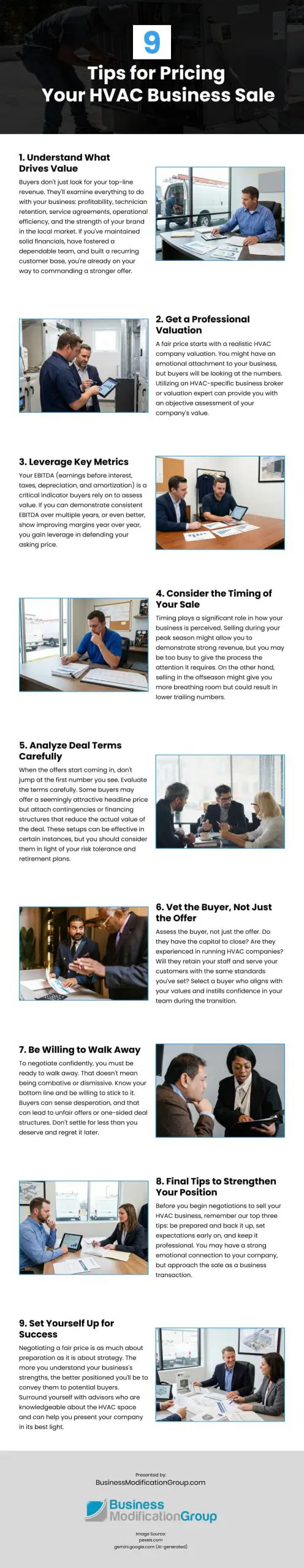 9 Tips for Pricing Your HVAC Business Sale Infographic