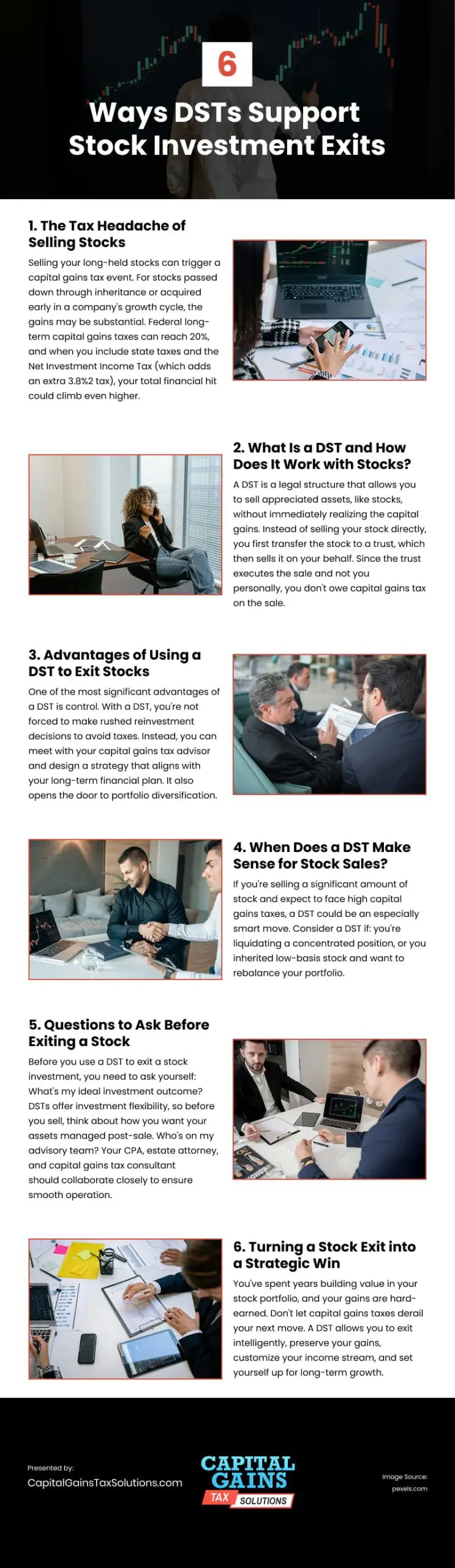 6 Ways DSTs Support Stock Investment Exits Infographic