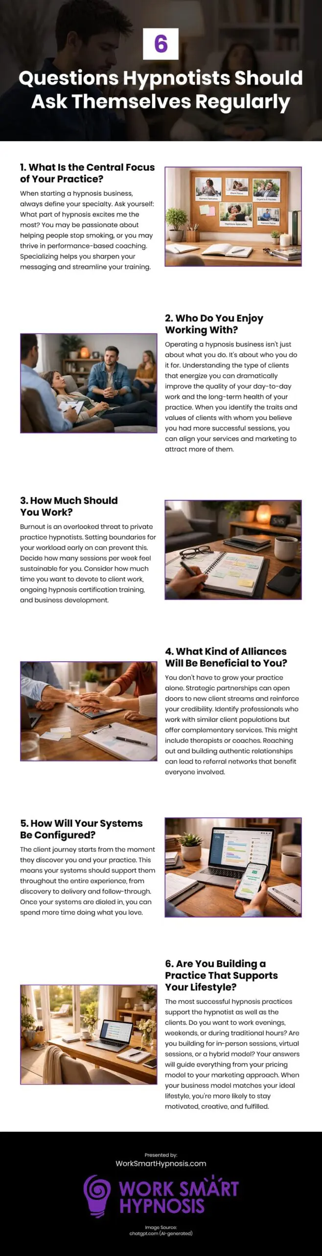 6 Questions Hypnotists Should Ask Themselves Regularly Infographic