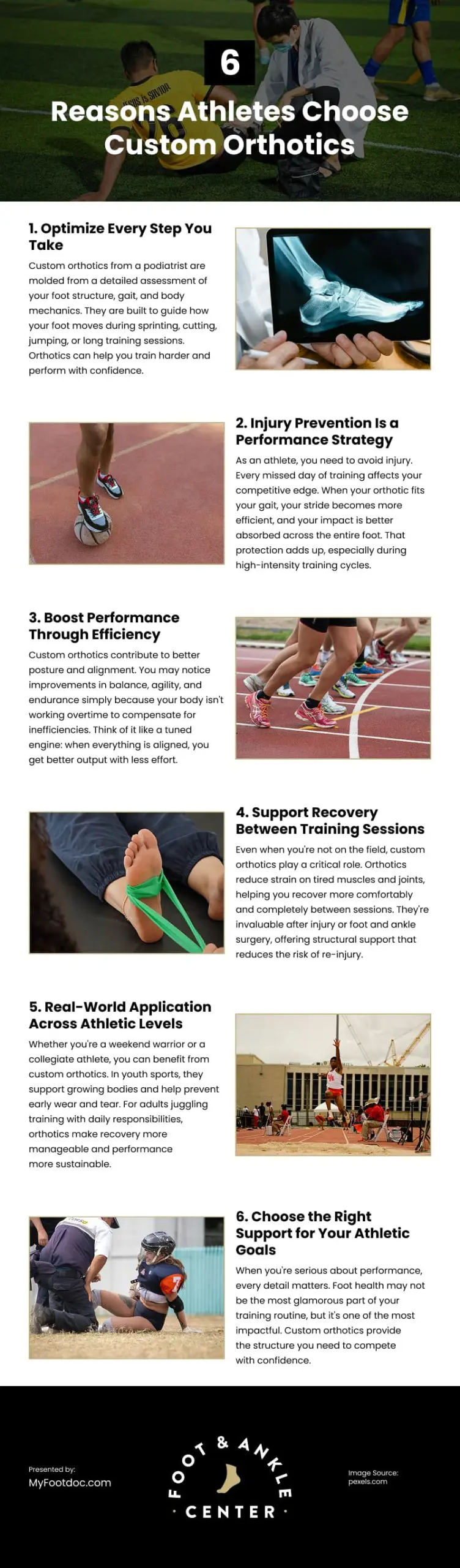 6 Reasons Athletes Choose Custom Orthotics Infographic