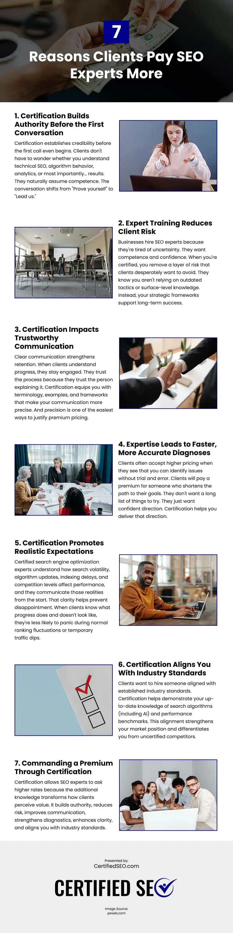 7 Reasons Clients Pay SEO Experts More Infographic