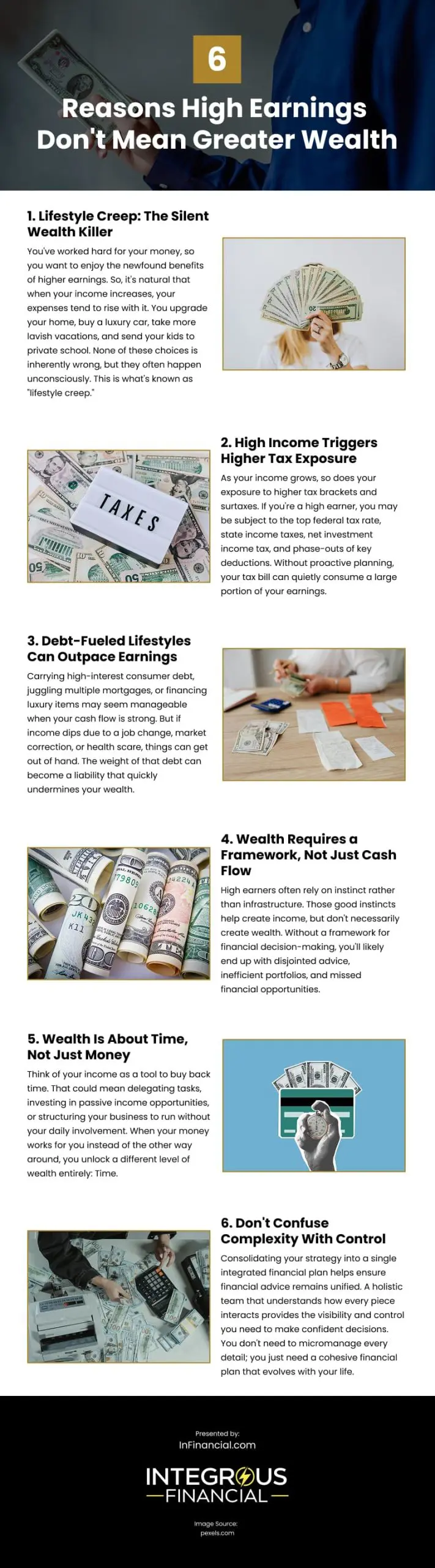 6 Reasons High Earnings Don't Mean Greater Wealth Infographic