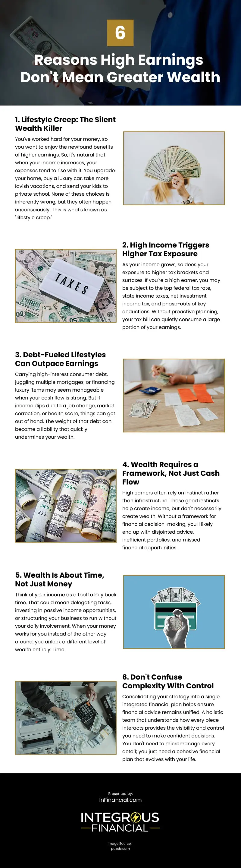 6 Reasons High Earnings Don't Mean Greater Wealth Infographic 6 Reasons High Earnings Don't Mean Greater Wealth Infographic