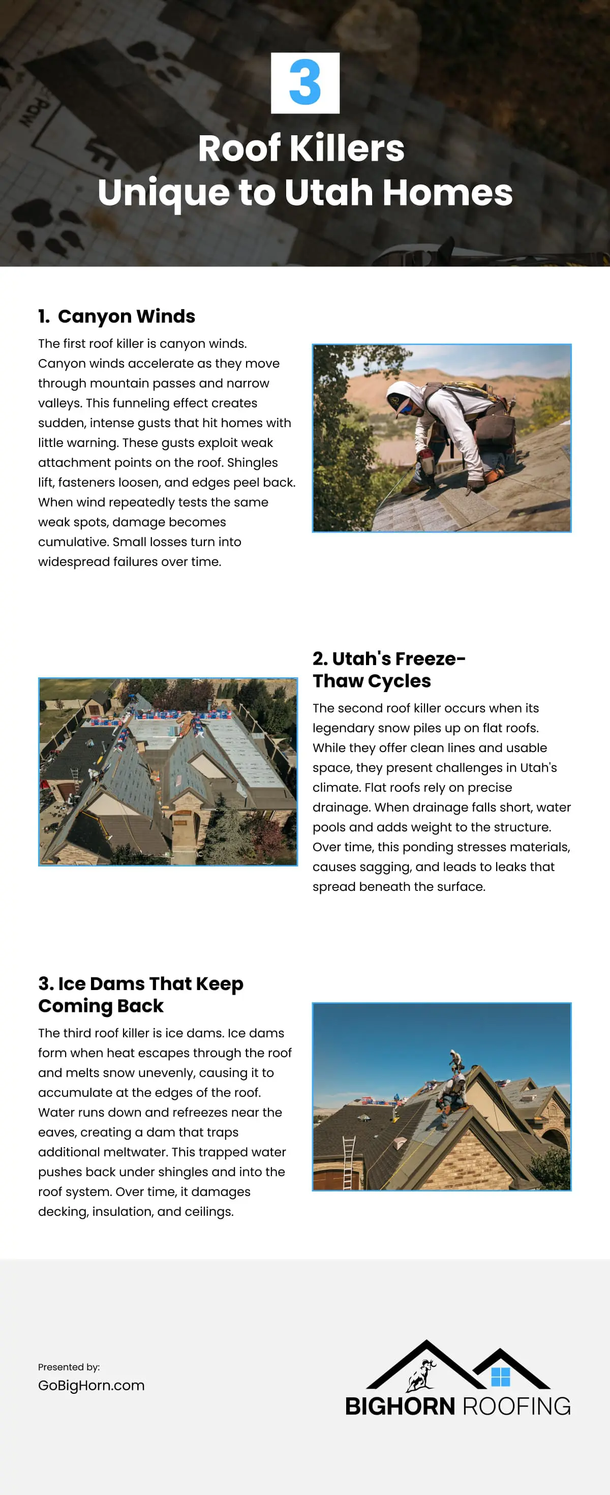 3 Roof Killers Unique to Utah Homes Infographic