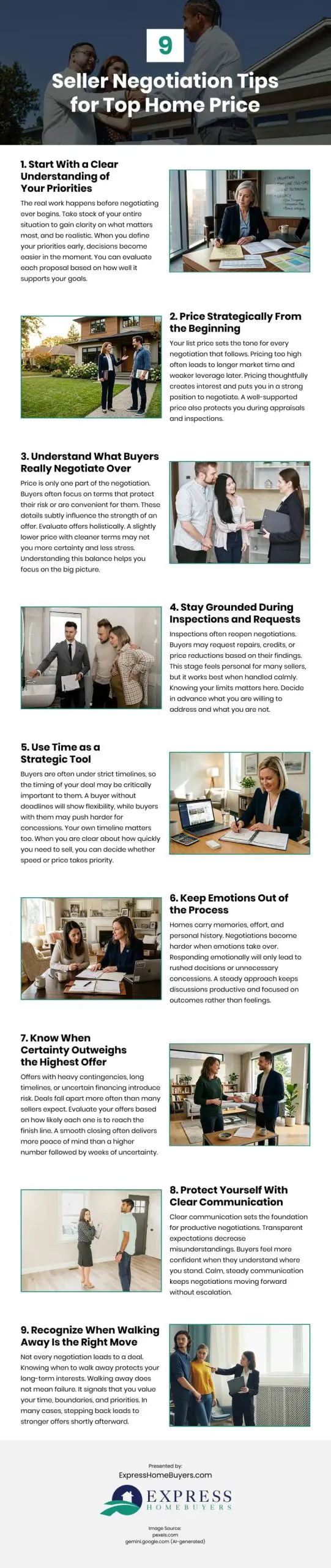 9 Seller Negotiation Tips for Top Home Price Infographic