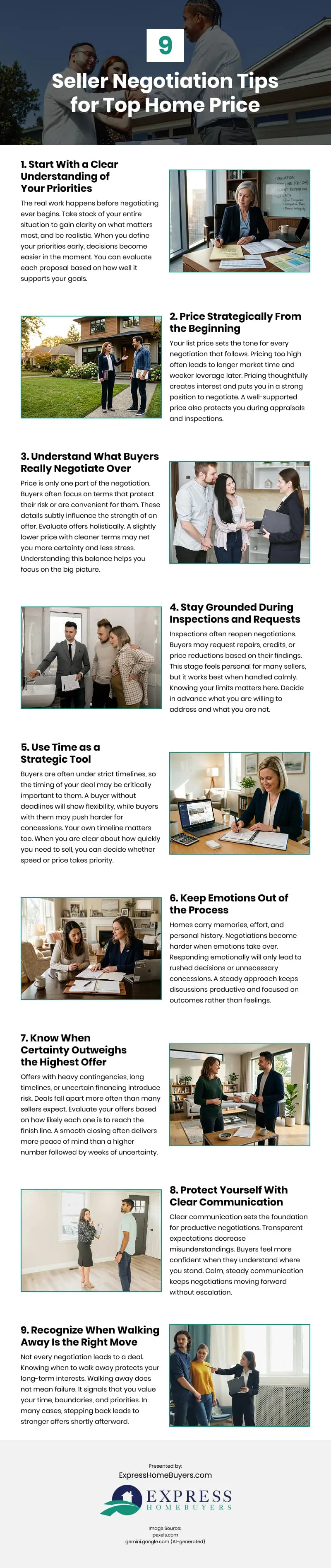 9 Seller Negotiation Tips for Top Home Price Infographic